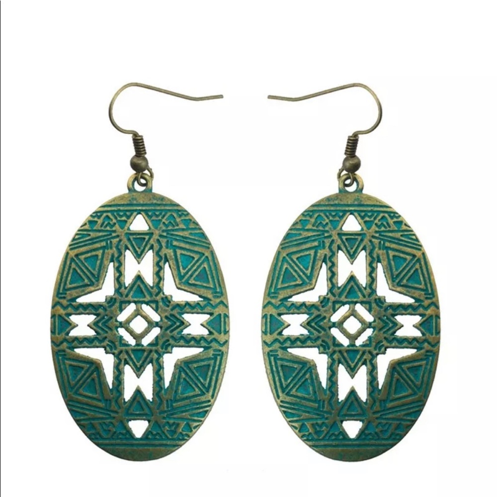 COPY - Southwestern Western tribal brass earrings